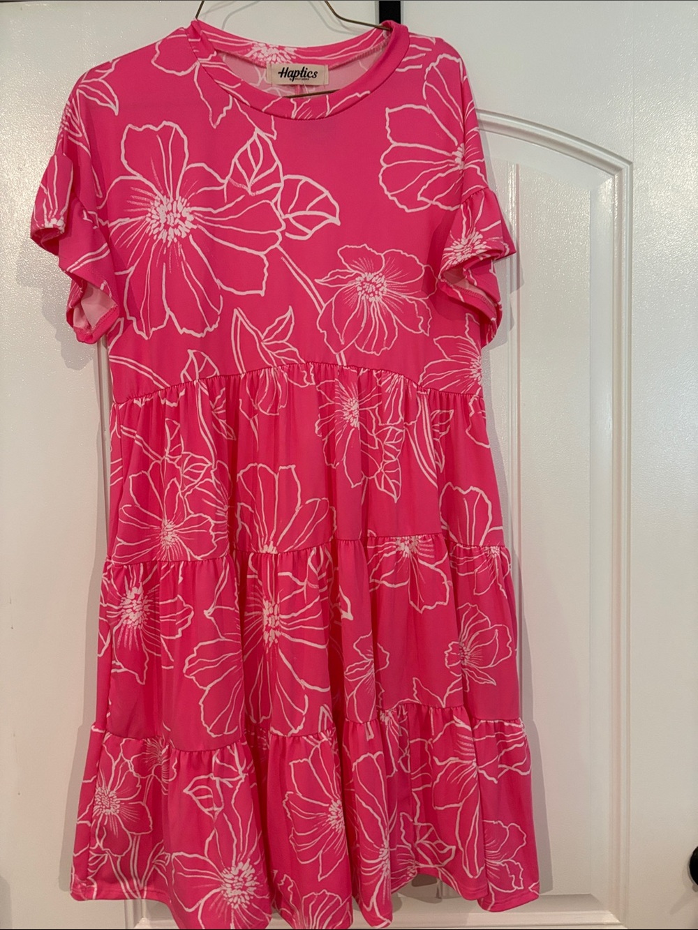 Harper Hot Pink Floral Tiered Dress